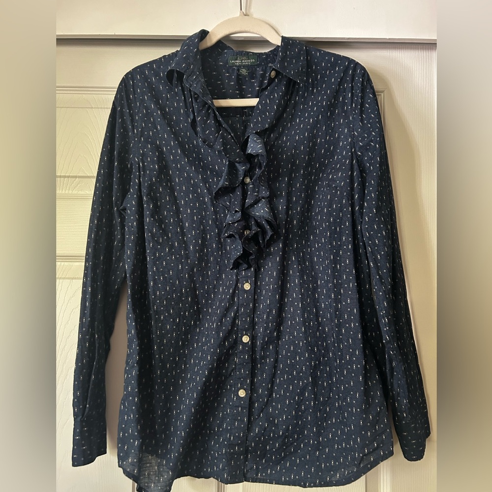 Lauren Ralph Lauren Navy Button Down Shirt